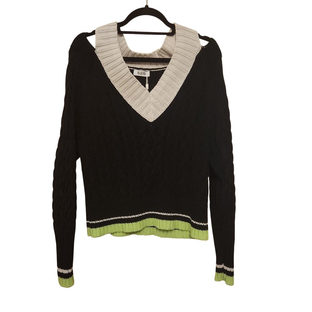 525 AMERICAN Pull Over Knit Cut Out Sweater Estimated Size M/L